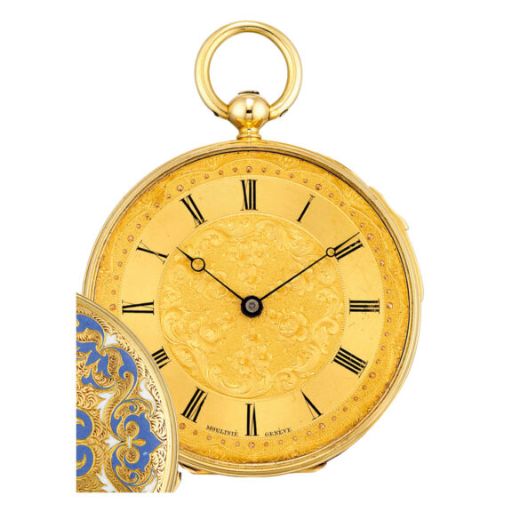 Swiss gold and enamel quarter repeating cylinder Circa 1830 Swiss gold and enamel quarter repeating cylinder Circa 1830