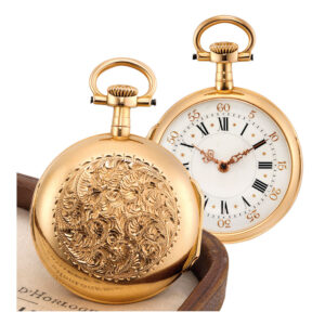Fine Swiss 18 carat gold open faced keyless lever Circa 1882