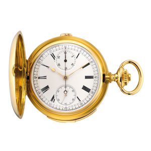 Swiss 18k gold minute repeating lever chronograph Circa 1920