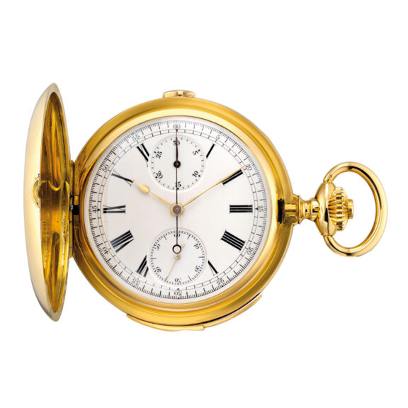 Swiss 18k gold minute repeating lever chronograph Circa 1920