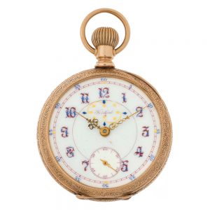 American rose gold open faced keyless lever watch Circa 1908
