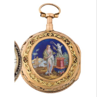 Swiss gold and enamel quarter repeating verge Circa 1750