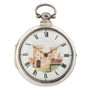 English silver pair cased verge automaton watch Circa 1831
