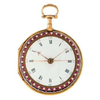 English gold, enamel and pearl set clockwatch Circa 1780-1799 English gold, enamel and pearl set clockwatch Circa 1780-1799