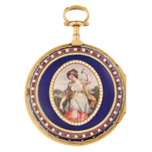 English gold, enamel and pearl set clockwatch Circa 1780-1799