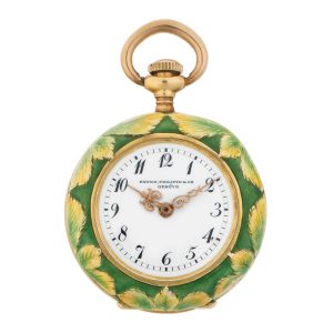 Swiss gold enamel lever pendant watch and brooch Circa 1897