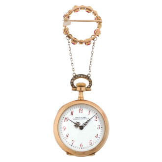 Swiss gold, diamond, ruby set lever pendant watch Circa 1897