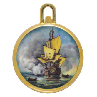 Unique Swiss lever watch with enamel miniature Circa 1975