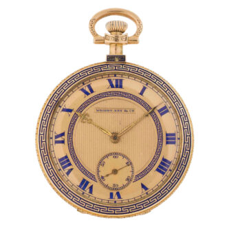 Swiss 14k gold and enamel open faced lever watch Circa 1920 Swiss 14k gold and enamel open faced lever watch Circa 1920