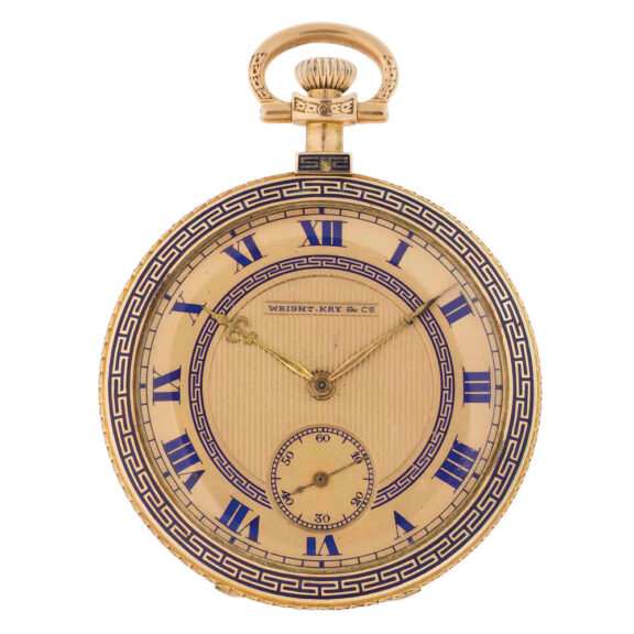 Swiss 14k gold and enamel open faced lever watch Circa 1920 Swiss 14k gold and enamel open faced lever watch Circa 1920