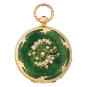 Swiss gold, enamel and diamond set lever Circa 1870-1890