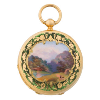 Swiss gold, enamel and diamond set lever Circa 1870-1890