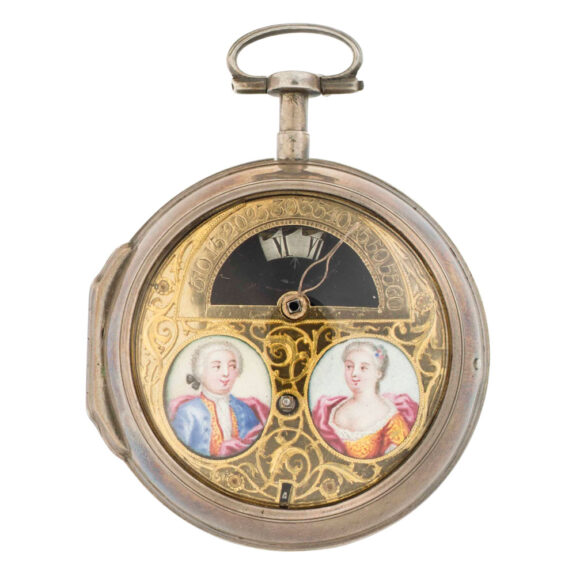 English silver verge with enamel miniatures Circa 1680-1699