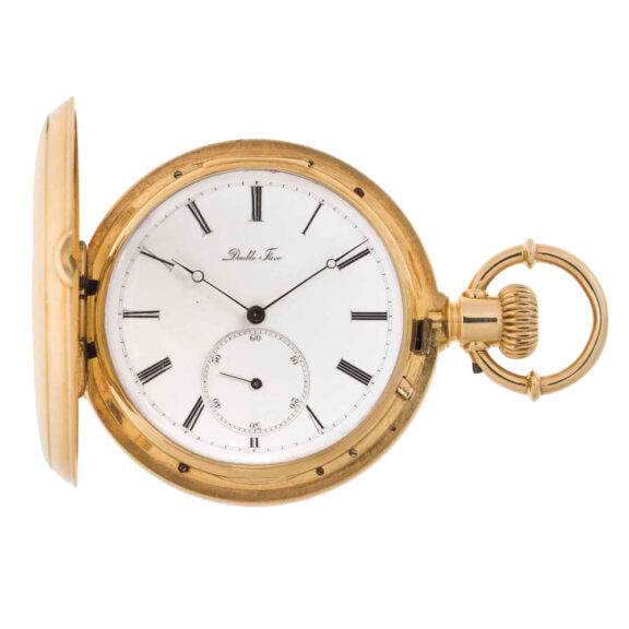 Rare Swiss gold double dialed complicated watch Circa 1878 Rare Swiss gold double dialed complicated watch Circa 1878
