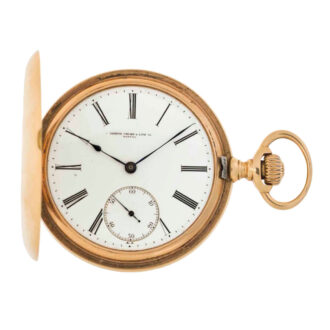 Swiss rose gold hunting cased keyless lever watch Circa 1890