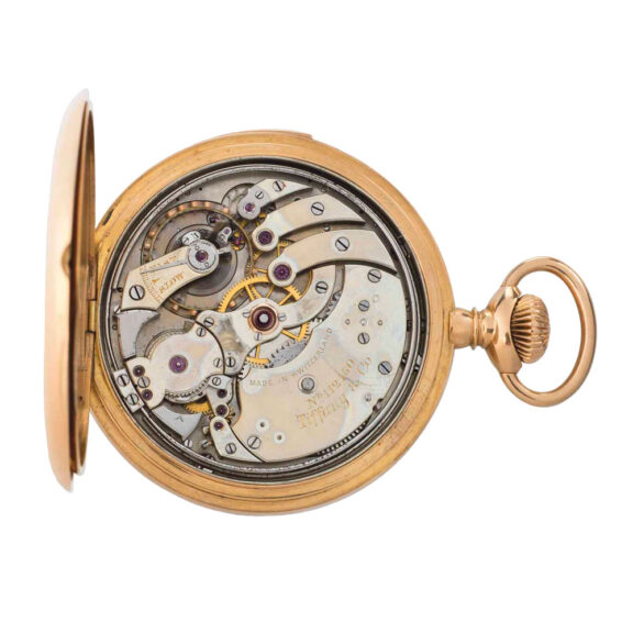 Swiss rose gold hunting cased min repeating lever Circa 1901 Swiss rose gold hunting cased min repeating lever Circa 1901
