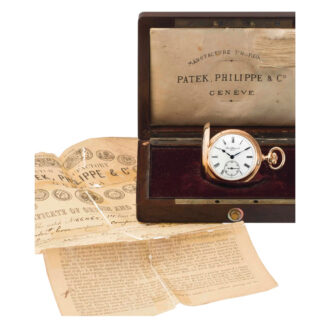 Swiss rose gold min repeating hunting cased lever Circa 1887
