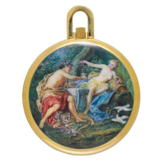 Gold lever with enamel miniature by Mrs. Mercier Circa 1976
