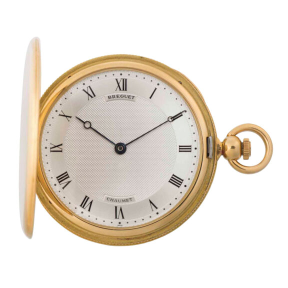 Swiss 18k gold hunting cased keyless lever watch Circa 1990