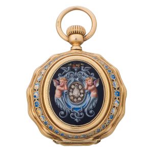 Swiss 18k gold, enamel and diamond set lever circa 1880-1899