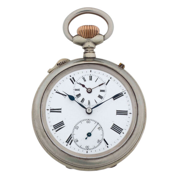 Swiss nickel open faced lever dual time watch Circa 1880