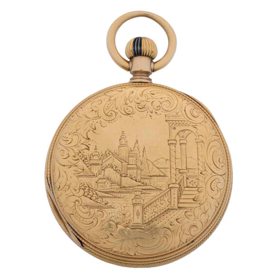 Large Swiss 18k gold hunting cased lever Circa 1850-1860 Large Swiss 18k gold hunting cased lever Circa 1850-1860