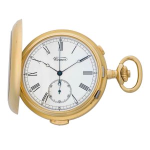 Swiss gold hunting cased repeating chronograph Circa 1975