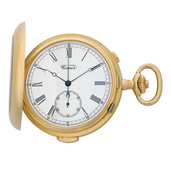 Swiss gold hunting cased repeating chronograph Circa 1975