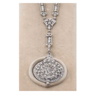 Swiss platinum, diamond and pearl set lever watch Circa 1920