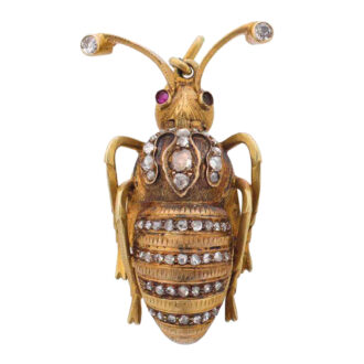 Swiss 18 carat gold and diamond set scarab form watch Circa 1890