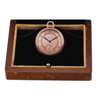 Rose gold filled lever dress watch with calendar Circa 1920
