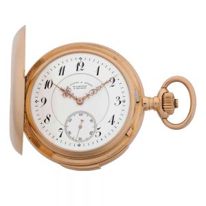 German rose gold hunting cased repeating lever Circa 1901