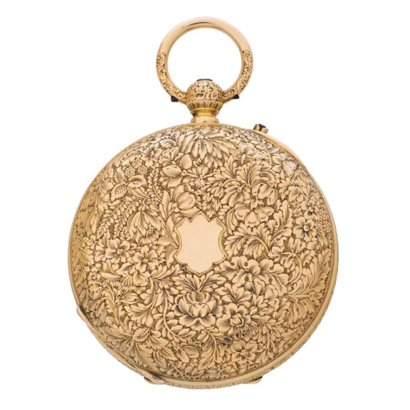 English gold half hunting cased striking clockwatch Circa 1900 English gold half hunting cased striking clockwatch Circa 1900