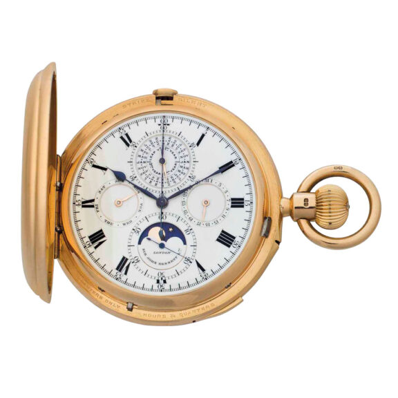Exceptional gold hunting cased complicated watch Circa 1909