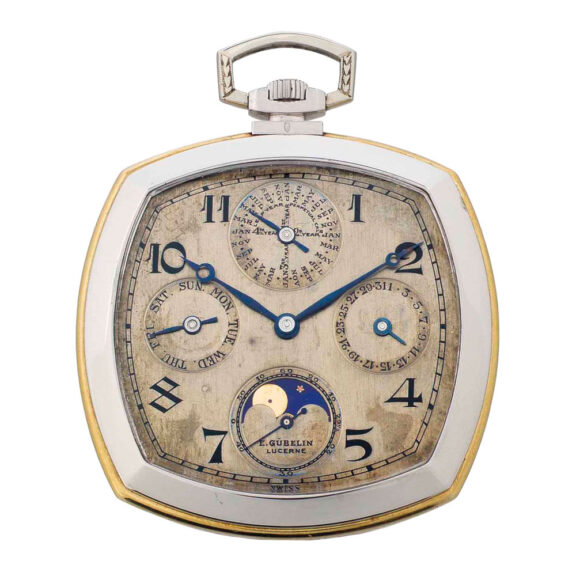 Swiss lever perpetuel calendar with moon phase Circa 1920