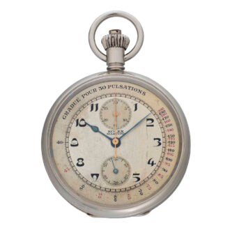 Stainless steel chronograph with pulsation scale Circa 1920