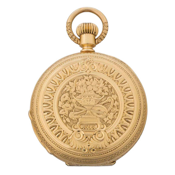 Swiss 18k gold hunting cased lever pocket watch Circa 1873 Swiss 18k gold hunting cased lever pocket watch Circa 1873