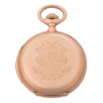 Swiss gold hunting cased quarter repeating lever Circa 1883