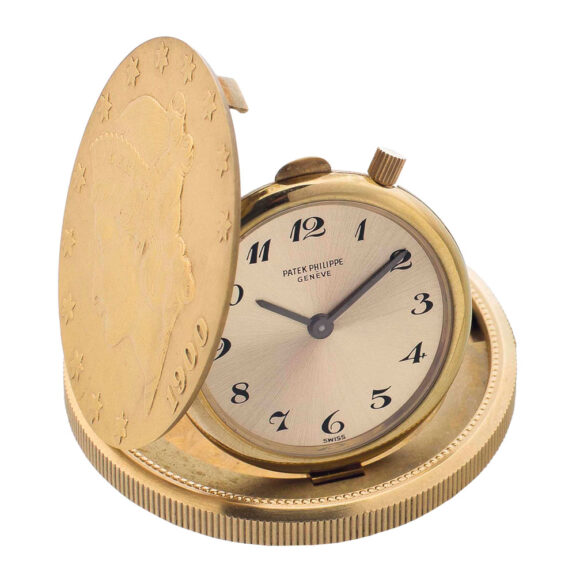 Swiss 18 carat gold US twenty dollar coin watch Circa 1971 Swiss 18 carat gold US twenty dollar coin watch Circa 1971