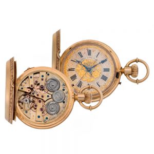 Swiss gold hunting cased two train keyless lever Circa 1860