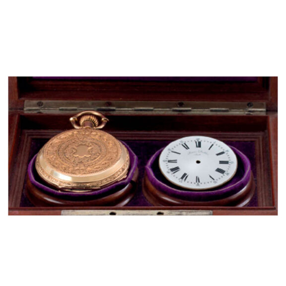 Swiss gold hunting cased two train keyless lever Circa 1860 Swiss gold hunting cased two train keyless lever Circa 1860