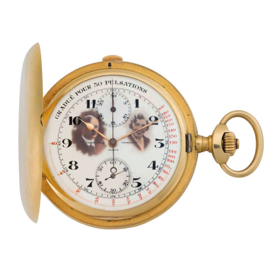Swiss gold lever chronograph with pulsation scale Circa 1918 Swiss gold lever chronograph with pulsation scale Circa 1918
