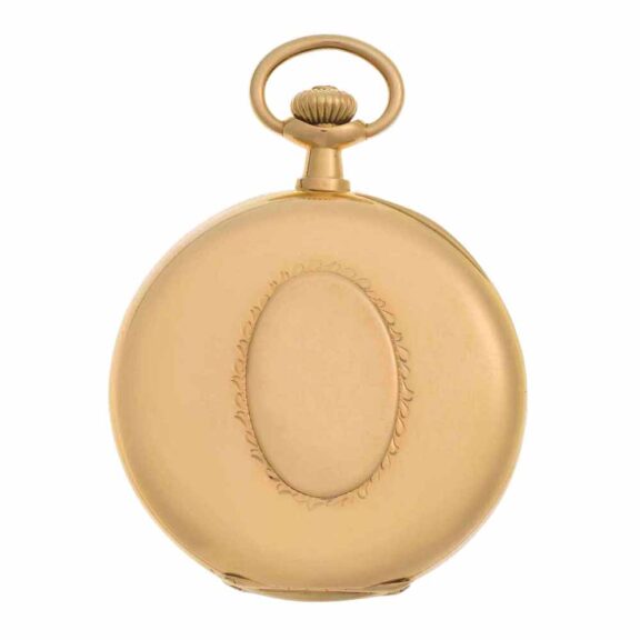 Fine Swiss 18k gold hunting cased repoussé watch Circa 1904 Fine Swiss 18k gold hunting cased repoussé watch Circa 1904
