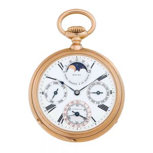 Lever with perpetual calendar and moon phases Circa 1890