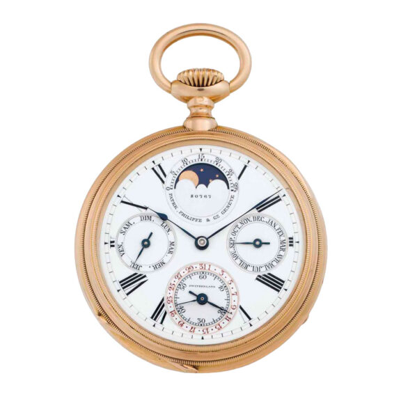 Lever with perpetual calendar and moon phases Circa 1890