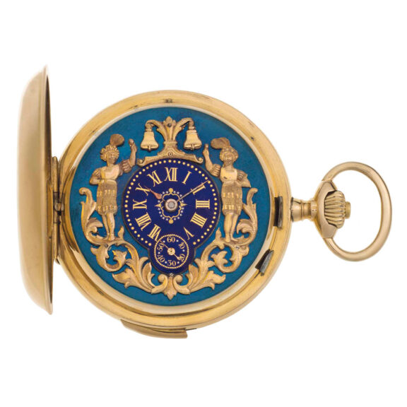 Swiss rose gold repeating lever with Jacquemart Circa 1900