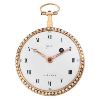 French rose gold, enamel and pearl set verge Circa 1810-1820
