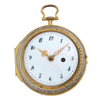 English gilt pocelain enamel open faced verge Circa 1750-1760 English gilt pocelain enamel open faced verge Circa 1750-1760English gilt pocelain enamel open faced verge Circa 1750-1760