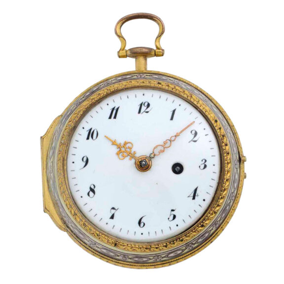 English gilt pocelain enamel open faced verge Circa 1750-1760 English gilt pocelain enamel open faced verge Circa 1750-1760English gilt pocelain enamel open faced verge Circa 1750-1760