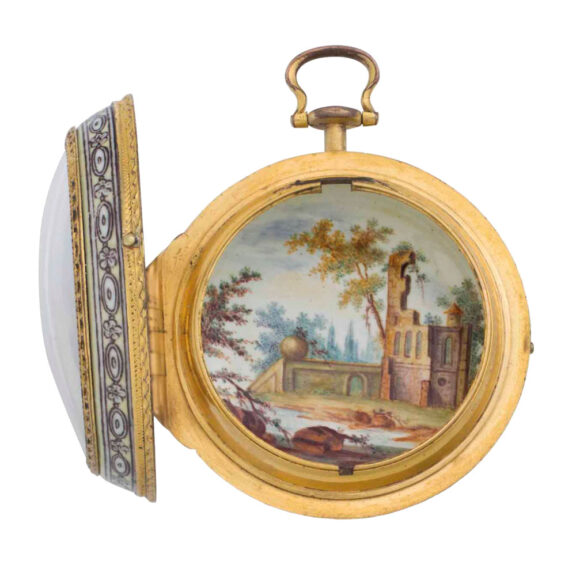 English gilt pocelain enamel open faced verge Circa 1750-1760 English gilt pocelain enamel open faced verge Circa 1750-1760